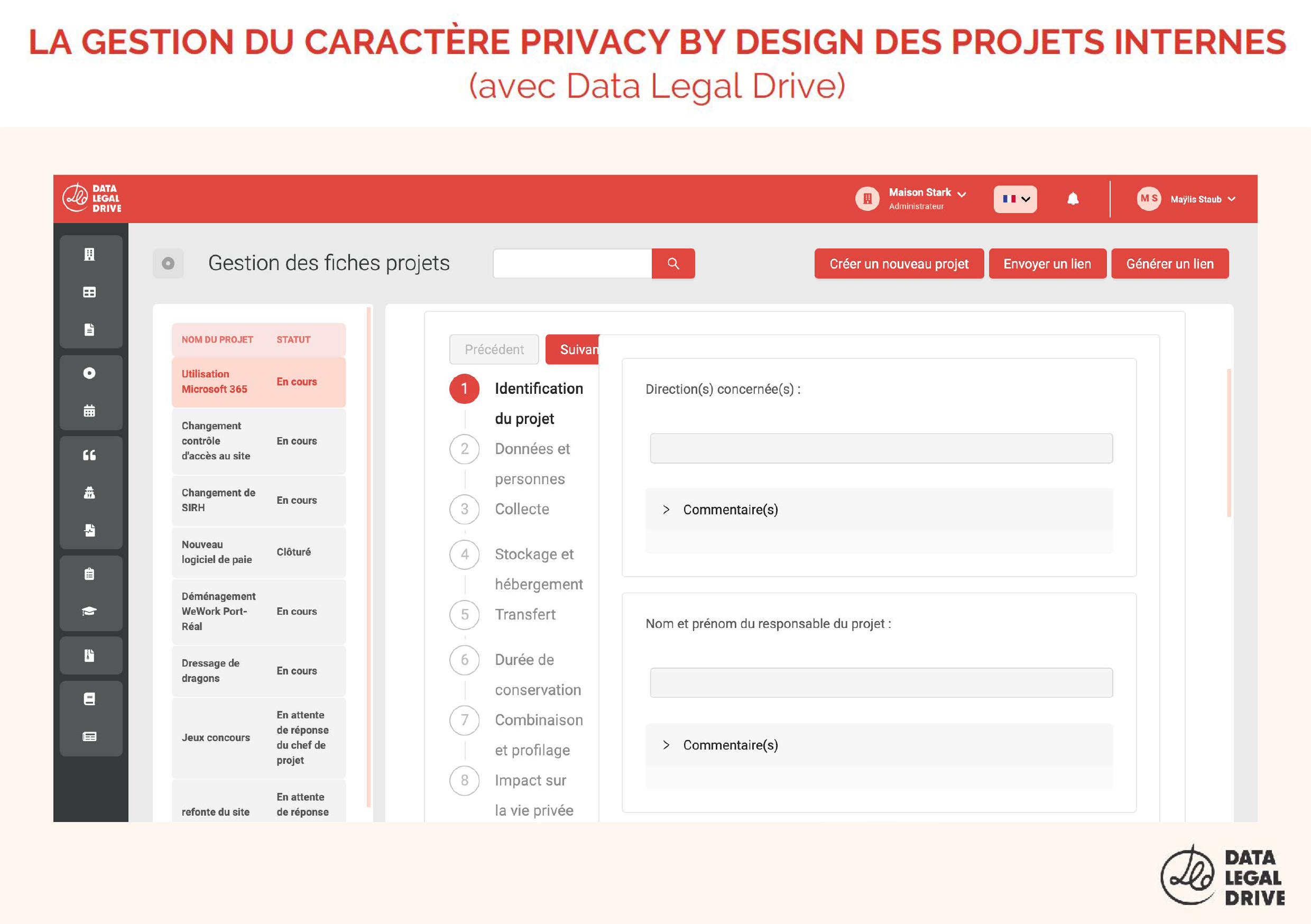 Gestion du caractère Privacy by Design des projets internes