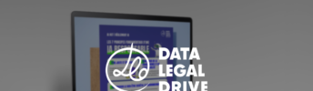 Aperçu de l'infographie en fond sur l'écran d'un ordinateur avec le logo de Data Legal Drive en premier plan