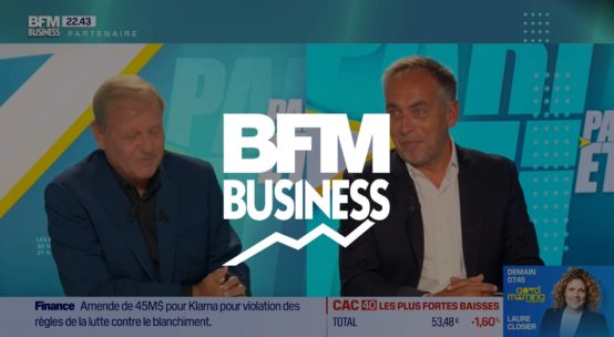 Emmanuel Lercerf sur le plateau de BFM Business avec Patrice Bégay